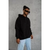 MARSiLYAN- Erkek Düz Kapüşonlu Sweat - Siyah