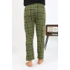 MARSiLYAN- Erkek Ekoseli Desen Penye Tek Alt Pijama Haki
