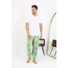 MARSiLYAN- Erkek Ekoseli Desen Penye Tek Alt Pijama Yeşil