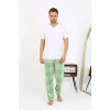 MARSiLYAN- Erkek Ekoseli Desen Penye Tek Alt Pijama Yeşil