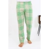 MARSiLYAN- Erkek Ekoseli Desen Penye Tek Alt Pijama Yeşil