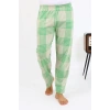 MARSiLYAN- Erkek Ekoseli Desen Penye Tek Alt Pijama Yeşil