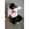 MARSiLYAN- Erkek Eldiven Baskılı Kapüşonlu Sweat - Beyaz