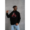 MARSiLYAN- Erkek Eldiven Baskılı Kapüşonlu Sweat - Siyah