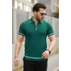 MARSiLYAN- Erkek Fermuarlı Yakalı Kısa Kollu T-shirt