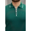 MARSiLYAN- Erkek Fermuarlı Yakalı Kısa Kollu T-shirt