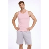 MARSiLYAN- Erkek Fitilli Atlet Sıfır Yaka Slim Fit Arka Baskılı Spor Atlet - Pembe