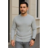 MARSiLYAN- Erkek Fitilli Triko Kazak 2’li Set – Siyah - Gri, Kalın Dokuma Pamuklu Regular Fit Bisiklet Yaka Uzun Kollu Rahat Kışlık Kazak Kombini