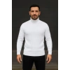 MARSiLYAN- Erkek Fitilli Triko Kazak 3lÜ Set Beyaz Bordo Siyah Regular Balıkcı Yaka Tam Boğazlı Triko Seti Modeli Kazak