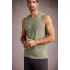 MARSiLYAN- Erkek Flamlı Kumaş Sıfır Kolsuz Atlet Basic Spor Üst, Günlük Ve Fitness Kullanımına Uygun - Mint Yeşili