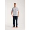 MARSiLYAN- Erkek Gri Düğmeli Yaka Kısa Kol Pijama Takımı