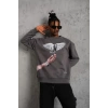 MARSiLYAN- Erkek Güvercin Baskılı Sweatshirt - Gri