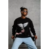 MARSiLYAN- Erkek Güvercin Baskılı Sweatshirt - Siyah