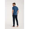 MARSiLYAN- Erkek İndigo Düğmeli Yaka Kısa Kol Pijama Takımı