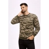 MARSiLYAN- Erkek Kamuflaj Desenli 2 İplik 4 Mevsim Uzun Kollu Bisiklet Yaka Sweatshirt - Kamuflaj