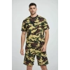 MARSiLYAN- Erkek Kamuflaj Desenli Tişört Şort Takım – Regular Fit Günlük Spor 2’li Yazlık Kombin - Kamuflaj