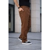 MARSiLYAN- Erkek Keten Cepli Çıma Dikişli Jogger Buggy Pantalon Rahat Kalıp - Kahverengi