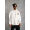 MARSiLYAN- Erkek Kilim Desen Kapüşonlu Sweat- Beyaz