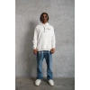 MARSiLYAN- Erkek Kol Ve Etek Ribana Baskılı Kapüşonlu Sweat - Beyaz
