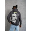 MARSiLYAN- Erkek Kordonlu Maske Baskılı Kapşonlu Sweat - Gri