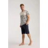 MARSiLYAN- Erkek Krem Sıfır Yaka Kısa Kol Şortlu Pijama Takımı