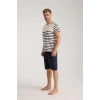 MARSiLYAN- Erkek Krem Sıfır Yaka Kısa Kol Şortlu Pijama Takımı