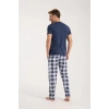MARSiLYAN- Erkek Lacivert Düğmeli Yaka Kısa Kol Pijama Takımı