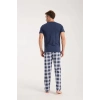 MARSiLYAN- Erkek Lacivert Düğmeli Yaka Kısa Kol Pijama Takımı