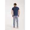 MARSiLYAN- Erkek Lacivert Düğmeli Yaka Kısa Kol Pijama Takımı