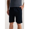 MARSiLYAN- Erkek Lacivert Sıfır Yaka Kısa Kol Şortlu Pijama Takımı