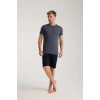 MARSiLYAN- Erkek Lacivert Sıfır Yaka Kısa Kol Şortlu Pijama Takımı