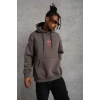 MARSiLYAN- Erkek Maske Baskılı Kapüşonlu Sweat - Gri