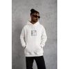 MARSiLYAN- Erkek Ön Arka Baskılı Kapşonlu Sweat - Beyaz