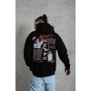 MARSiLYAN- Erkek Ön Arka Baskılı Kapşonlu Sweat - Siyah