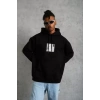 MARSiLYAN- Erkek Ön Arka Baskılı Kapşonlu Sweat - Siyah