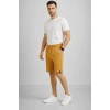 MARSiLYAN- Erkek Otoban Dokuma Şort Beli Lastikli Bağcıklı, Cepli, Rahat Kesim Günlük Yazlık Şort - Hardal