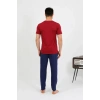MARSiLYAN- Erkek Pamuk Kısa Kol Pijama Takım Bordo