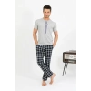 MARSiLYAN- Erkek Pamuk Kısa Kol Pijama Takım Gri