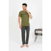 MARSiLYAN- Erkek Pamuk Kısa Kol Pijama Takım Haki