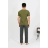 MARSiLYAN- Erkek Pamuk Kısa Kol Pijama Takım Haki