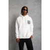 MARSiLYAN- Erkek Patel Six Baskılı Kapüşonlu Sweat - Beyaz