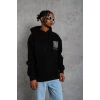 MARSiLYAN- Erkek Patel Six Baskılı Kapüşonlu Sweat - Siyah