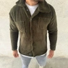 MARSiLYAN- Erkek Pelüş Polar Hırka Gömlek – Yakalı, İlik Düğmeli, Göğüs Cepli, Yumuşak Dokulu Kışlık Regular Fit Rahat Günlük Model - Haki