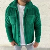 MARSiLYAN- Erkek Pelüş Polar Hırka Gömlek – Yakalı, İlik Düğmeli, Göğüs Cepli, Yumuşak Dokulu Kışlık Regular Fit Rahat Günlük Model - Çimen Yeşili