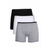 MARSiLYAN- Erkek Penye 3lü Boxer Siyah-Beyaz-Gri