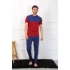 MARSiLYAN- Erkek Penye 3lü Parlamentmavi Parçalı Pijama Takımı
