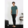 MARSiLYAN- Erkek Penye Petrol Rengi 3lü Pijama Takımı