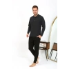 MARSiLYAN- Erkek Polo Yaka Uzun Kol Penye Pijama Takımı Antrasit