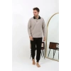 MARSiLYAN- Erkek Polo Yaka Uzun Kol Penye Pijama Takımı Krem