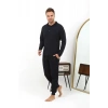 MARSiLYAN- Erkek Polo Yaka Uzun Kol Penye Pijama Takımı Lacivert